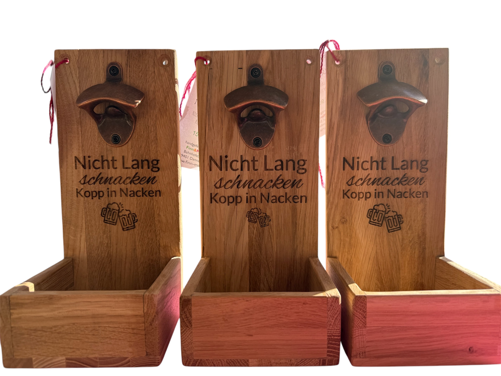 Flaschenöffner aus Holz, Wand-Flaschenöffner, gelasert, personalisierbar