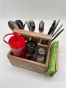 Tisch Organizer aus Holz - Gewürz- und Besteckhalter gelaserter Schriftzug, personalisierbar