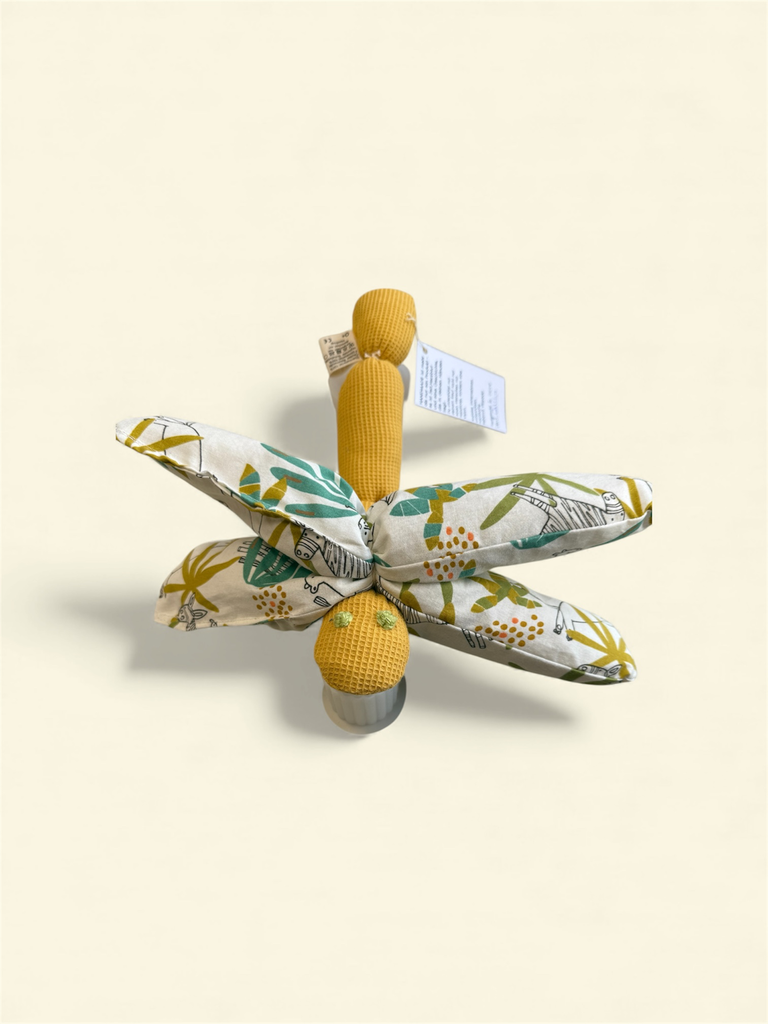 Babyspielzeug Knister-Libelle (gelbe Libelle)